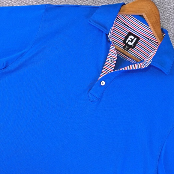 FootJoy Other - FootJoy Golf Polo Shirt Mens M Royal Blue Contrast Striped Placket Short Sleeve